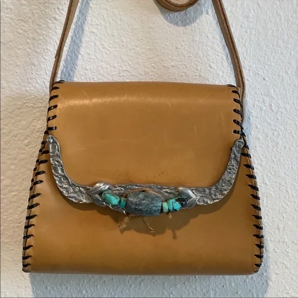 Vintage Leather Turquoise Bag - Picture 2 of 4